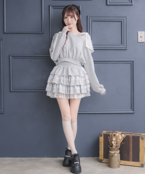 couture BY ROJITA(クチュールバイロジータ)の「【セットアップ対応】スウェットティアードミニスカパン(スカート・レディース・ホワイト/ブラック/グレー/ブラック系その他・FREE)」の21枚目の写真