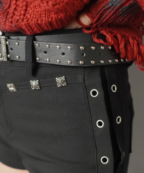 SPINNS（スピンズ）の「ハトメスタッズがアクセント★ストレッチショートパンツ/2サイズ展開（その他パンツ・レディース・ブラック・ONESIZE/M/S）」の10枚目の写真