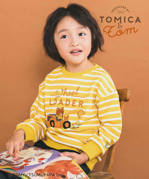 SLAP SLIP（スラップスリップ）の「【トミカとトム×SLAPSLIPコラボアイテム】はたらくくるま遊べる消防車ホイールローダーボーダートレーナー(80~120cm)（スウェット・キッズ・ブルー系その他/イエロー系その他・100cm/90cm/80ｃｍ/110cm/120cm）」の2枚目の写真