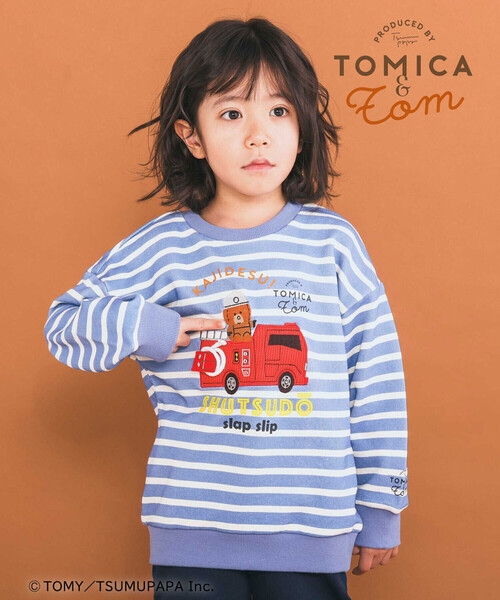 SLAP SLIP（スラップスリップ）の「【トミカとトム×SLAPSLIPコラボアイテム】はたらくくるま遊べる消防車ホイールローダーボーダートレーナー(80~120cm)（スウェット・キッズ・ブルー系その他/イエロー系その他・100cm/90cm/80ｃｍ/110cm/120cm）」の3枚目の写真
