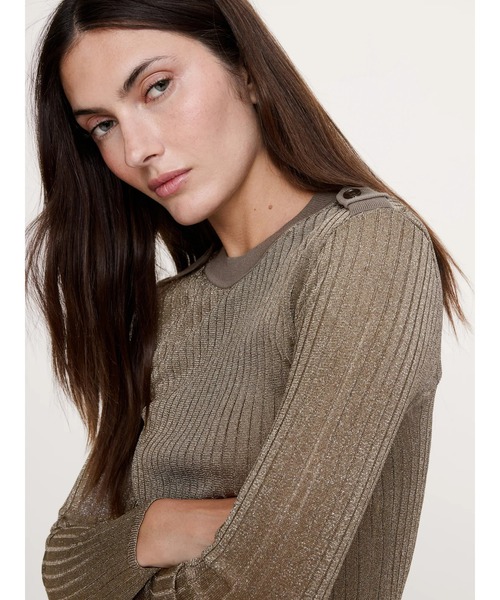 Banana Republic（バナナリパブリック）の「メタリック ショルダーエポーレットセーター（ニット/セーター・レディース・ベージュ/ブラウン・S/XS/L/M）」の2枚目の写真