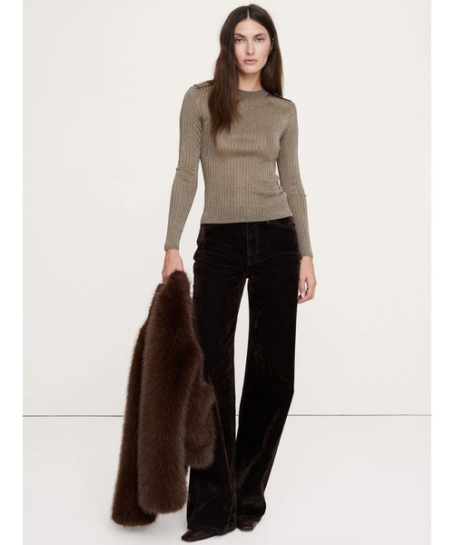 Banana Republic（バナナリパブリック）の「メタリック ショルダーエポーレットセーター（ニット/セーター・レディース・ベージュ/ブラウン・S/XS/L/M）」の4枚目の写真