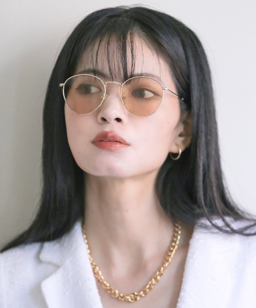 LUXSTYLE(ラグスタイル)の「UVカットメタルボストンサングラス(サングラス・レディース・ライトピンク/ライトベージュ/グリーン系その他/ブルー系その他/ライトグレー・FREE)」の18枚目の写真