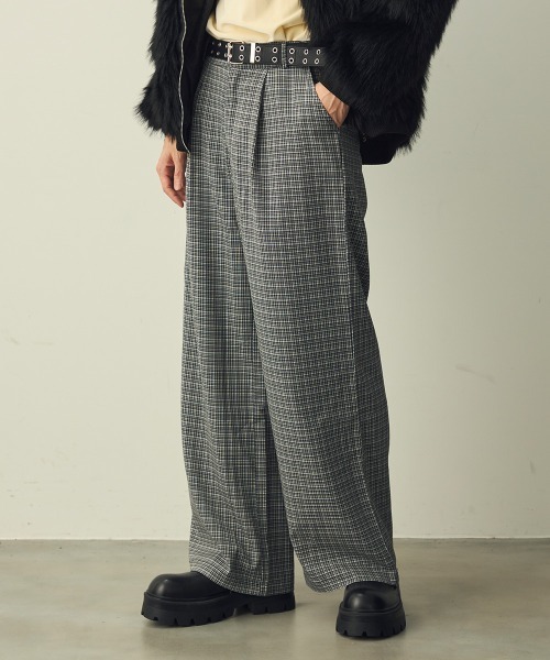 Shoowtime(ショウタイム)の「Check One-Tuck Wide Slacks / チェック1タックワイドスラックス(スラックス・メンズ・ブラック系/ブラウン系・X-LARGE/MEDIUM/LARGE)」の18枚目の写真