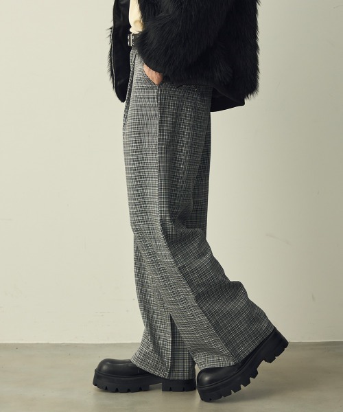 Shoowtime(ショウタイム)の「Check One-Tuck Wide Slacks / チェック1タックワイドスラックス(スラックス・メンズ・ブラック系/ブラウン系・X-LARGE/MEDIUM/LARGE)」の15枚目の写真