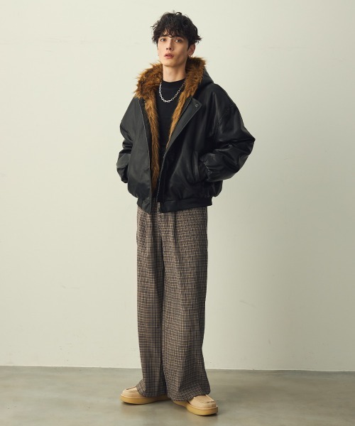 Shoowtime(ショウタイム)の「Check One-Tuck Wide Slacks / チェック1タックワイドスラックス(スラックス・メンズ・ブラック系/ブラウン系・X-LARGE/MEDIUM/LARGE)」の12枚目の写真