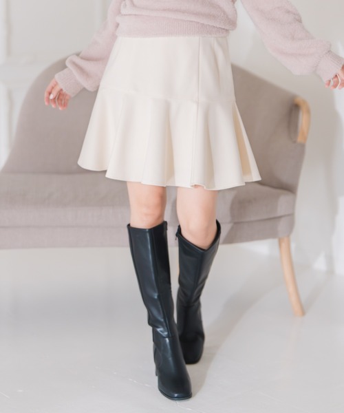 MISCH MASCH（ミッシュマッシュ）の「ローフレアミニスカート（スカート・レディース・アイボリー/ブラック×ホワイト・S/M）」の2枚目の写真