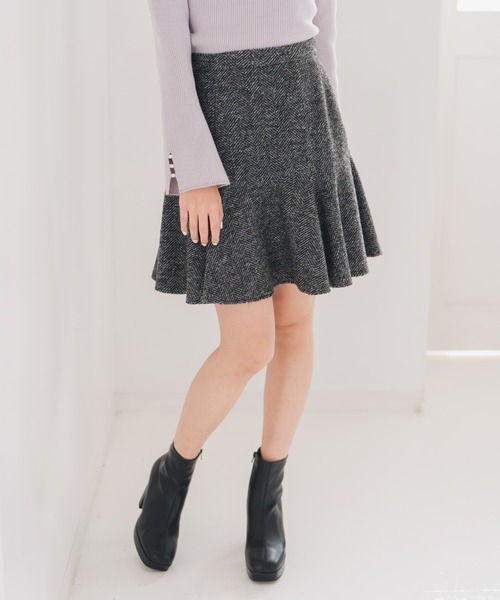 MISCH MASCH（ミッシュマッシュ）の「ローフレアミニスカート（スカート・レディース・アイボリー/ブラック×ホワイト・S/M）」の6枚目の写真