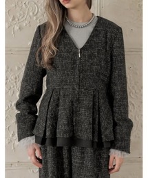 Re:EDIT（リエディ）の「[MEISM by Re:EDIT][2025AW COLLECTION]ライトツイードペプラムVネックジャケット（ノーカラージャケット）」