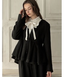 Re:EDIT（リエディ）の「[MEISM by Re:EDIT][2025AW COLLECTION]ライトツイードペプラムVネックジャケット（ノーカラージャケット）」