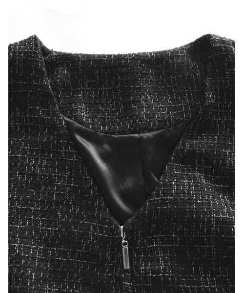 MEISM（ミズム）の「[MEISM by Re:EDIT][2025AW COLLECTION]ライトツイードペプラムVネックジャケット（ノーカラージャケット・レディース・ブラック系その他/ブラック・LARGE/MEDIUM）」の11枚目の写真