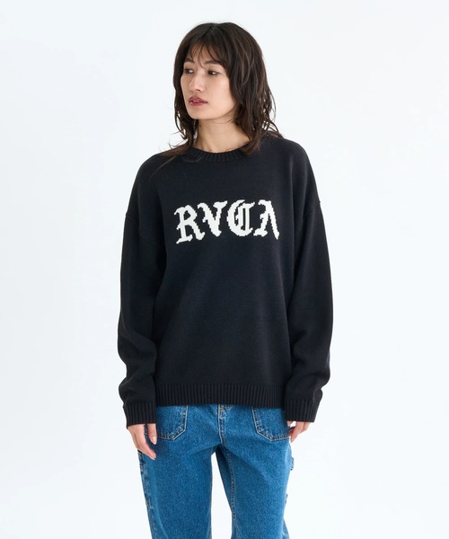 RVCA(ルーカ)の「RVCA レディース BIG RVCA KNIT セーター 【2025年秋冬モデル】 @autumn/ルーカロゴニット(ニット/セーター・レディース・オフホワイト/ブラック・SMALL/MEDIUM)」の2枚目の写真