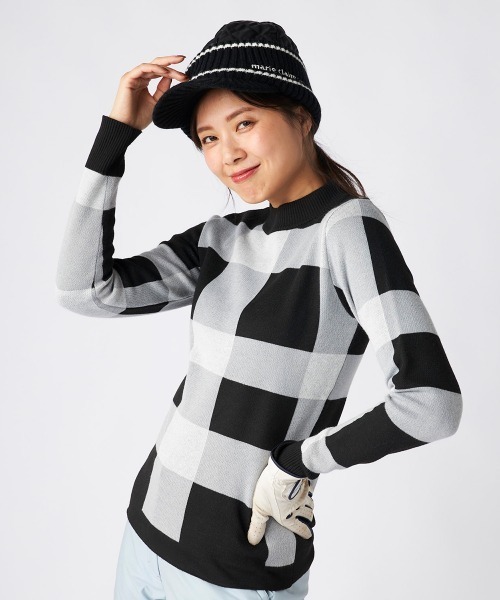 marie claire:マリ.クレール】レディースチェック柄モックネック