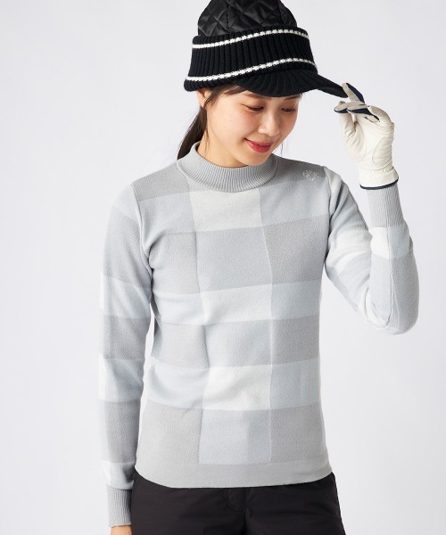 marie claire(マリ・クレール)の「【marie claire:マリ.クレール】レディースチェック柄モックネックセーター ゴルフ(ニット/セーター・レディース・ベージュ/ブラック/グレー・X-LARGE/XX-LARGE/MEDIUM/LARGE)」の8枚目の写真