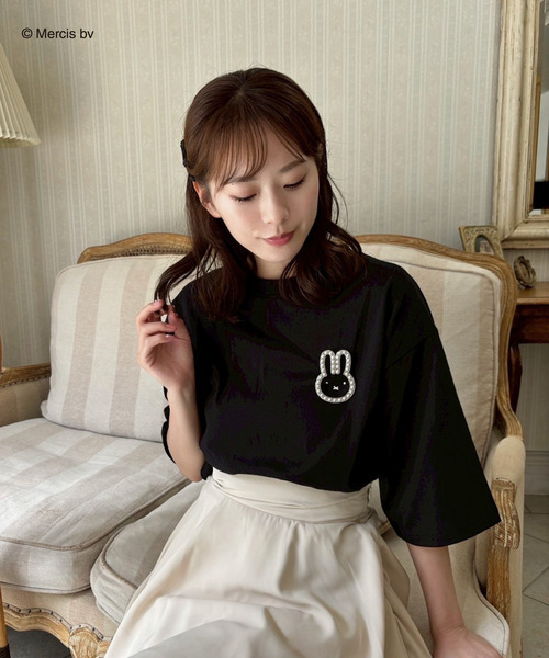 MIIA(ミーア)の「miffy バックプリントTシャツ (丸耳)(Tシャツ/カットソー・レディース・オフホワイト/ブラック・FREE)」の4枚目の写真