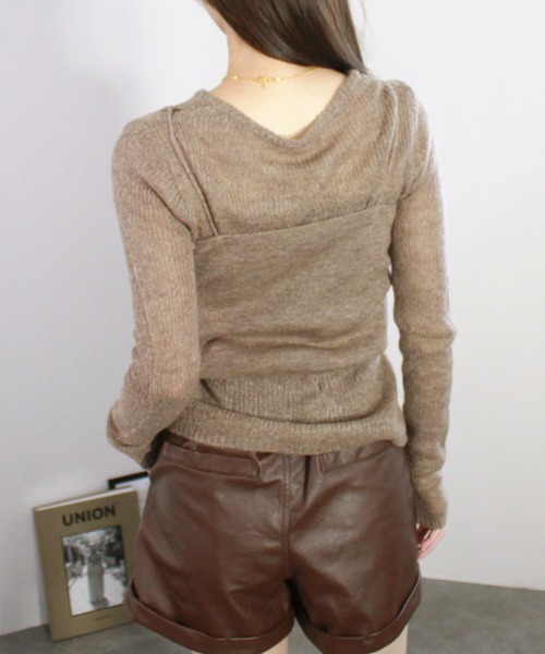 Reurie'(レウリィ)の「【2点セット】メランジビスチェ&カーディガン / 長袖 クルーネック 着回し レイヤード 重ね着 シンプル 大人カジュアル 春 秋 冬(アンサンブル・レディース・ブラック/モカ・FREE)」の20枚目の写真
