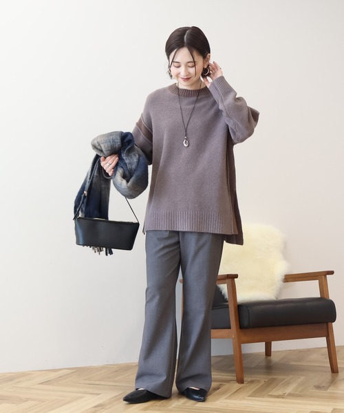 AMERICAN HOLIC(アメリカンホリック)の「バイカラーニットプルオーバー【WEB限定カラー有り】(ニット/セーター・レディース・杢グレー/グレイッシュベージュ/ブラック/グレー系その他・L/M)」の20枚目の写真