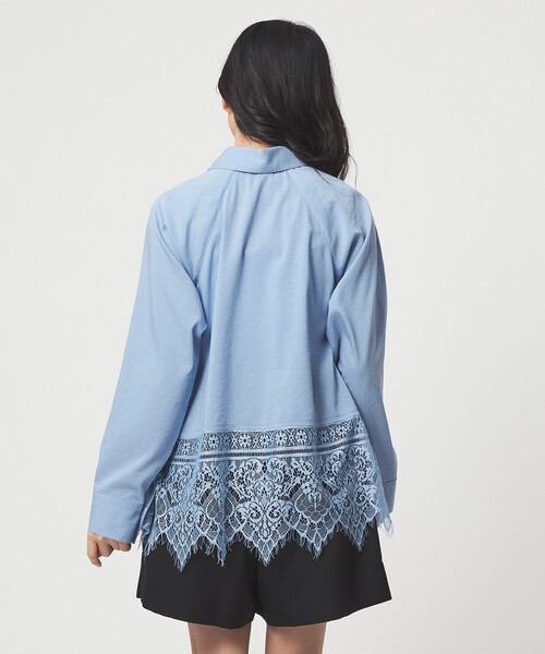 EMMEL REFINES（エメルリファインズ）の「＜EMMEL REFINES＞EM レース レイヤー シャツ（シャツ/ブラウス・レディース・ライトブルー/ホワイト・FREE）」の5枚目の写真