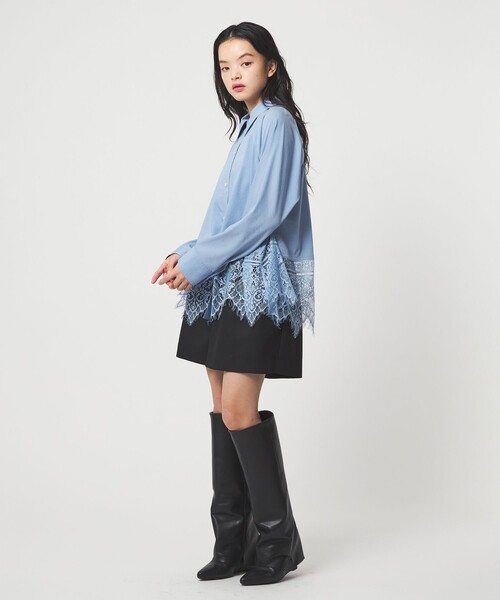 EMMEL REFINES（エメルリファインズ）の「＜EMMEL REFINES＞EM レース レイヤー シャツ（シャツ/ブラウス・レディース・ライトブルー/ホワイト・FREE）」の7枚目の写真