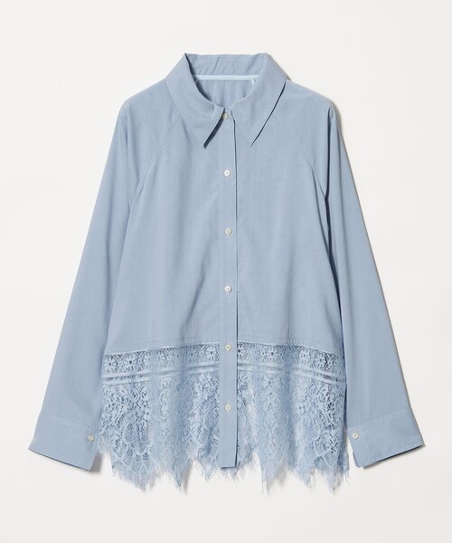 EMMEL REFINES（エメルリファインズ）の「＜EMMEL REFINES＞EM レース レイヤー シャツ（シャツ/ブラウス・レディース・ライトブルー/ホワイト・FREE）」の9枚目の写真