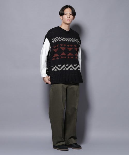 NANO universe（ナノユニバース）の「ペルー産ハンドニットベスト（ベスト・メンズ・ホワイト/ブラック/モカ・M/L）」の14枚目の写真