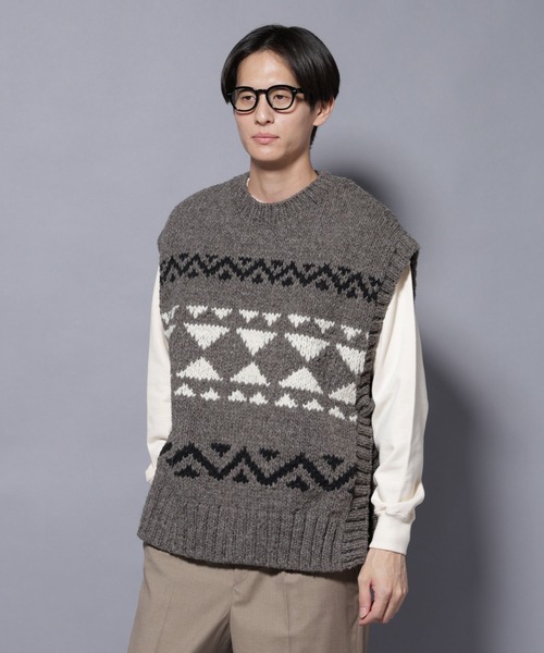 NANO universe（ナノユニバース）の「ペルー産ハンドニットベスト（ベスト・メンズ・ホワイト/ブラック/モカ・M/L）」の18枚目の写真