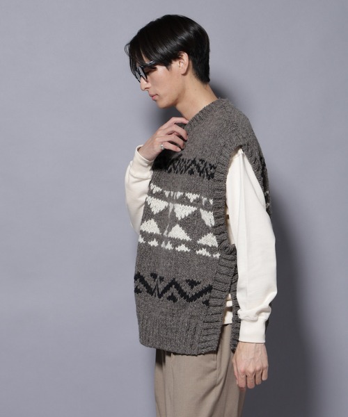 NANO universe（ナノユニバース）の「ペルー産ハンドニットベスト（ベスト・メンズ・ホワイト/ブラック/モカ・M/L）」の19枚目の写真