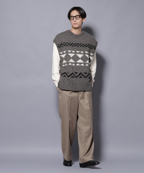 NANO universe（ナノユニバース）の「ペルー産ハンドニットベスト（ベスト・メンズ・ホワイト/ブラック/モカ・M/L）」の9枚目の写真