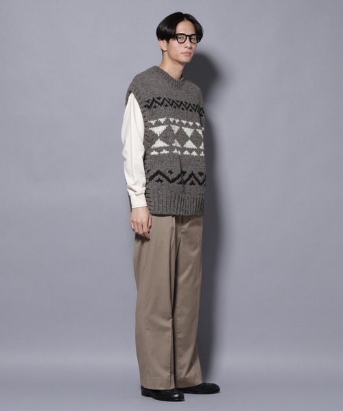 NANO universe（ナノユニバース）の「ペルー産ハンドニットベスト（ベスト・メンズ・ホワイト/ブラック/モカ・M/L）」の10枚目の写真