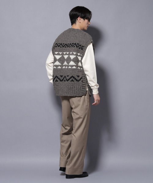 NANO universe（ナノユニバース）の「ペルー産ハンドニットベスト（ベスト・メンズ・ホワイト/ブラック/モカ・M/L）」の12枚目の写真