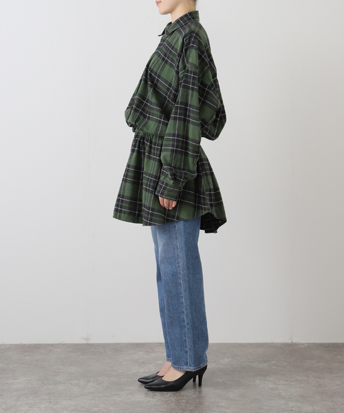 INSCRIRE（アンスクリア）の「【INSCRIRE /アンスクリア】Flannel Shirt Dress：シャツ（シャツ/ブラウス・レディース・グリーン・36）」の2枚目の写真
