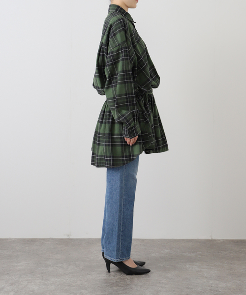 INSCRIRE（アンスクリア）の「【INSCRIRE /アンスクリア】Flannel Shirt Dress：シャツ（シャツ/ブラウス・レディース・グリーン・36）」の4枚目の写真