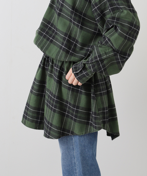 INSCRIRE（アンスクリア）の「【INSCRIRE /アンスクリア】Flannel Shirt Dress：シャツ（シャツ/ブラウス・レディース・グリーン・36）」の6枚目の写真