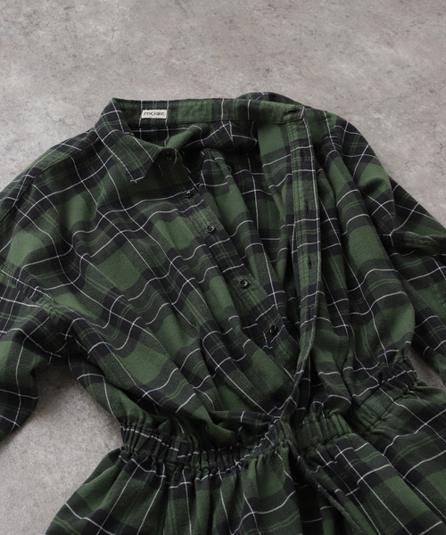INSCRIRE（アンスクリア）の「【INSCRIRE /アンスクリア】Flannel Shirt Dress：シャツ（シャツ/ブラウス・レディース・グリーン・36）」の7枚目の写真