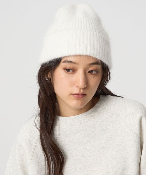 green label relaxing(グリーンレーベルリラクシング)の「リブ ニットキャップ 2 / ニット帽(ニットキャップ/ビーニー・レディース・ライトグレー/オフホワイト/グレー系・FREE)」の1枚目の写真