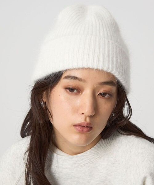 green label relaxing(グリーンレーベルリラクシング)の「リブ ニットキャップ 2 / ニット帽(ニットキャップ/ビーニー・レディース・ライトグレー/オフホワイト/グレー系・FREE)」の4枚目の写真