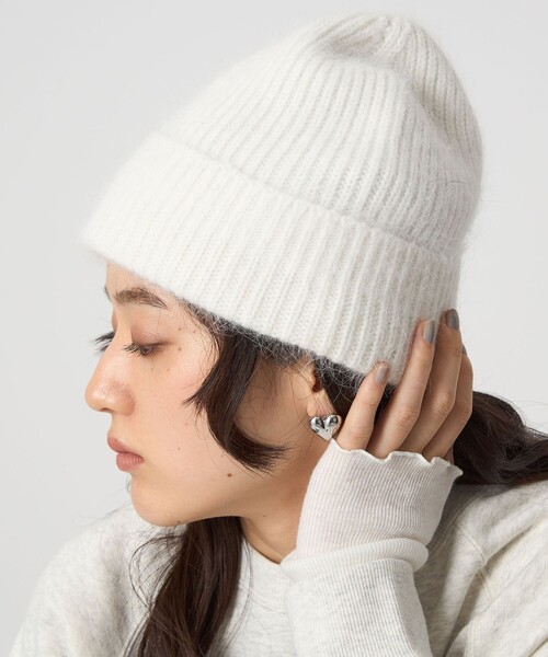 green label relaxing(グリーンレーベルリラクシング)の「リブ ニットキャップ 2 / ニット帽(ニットキャップ/ビーニー・レディース・ライトグレー/オフホワイト/グレー系・FREE)」の5枚目の写真
