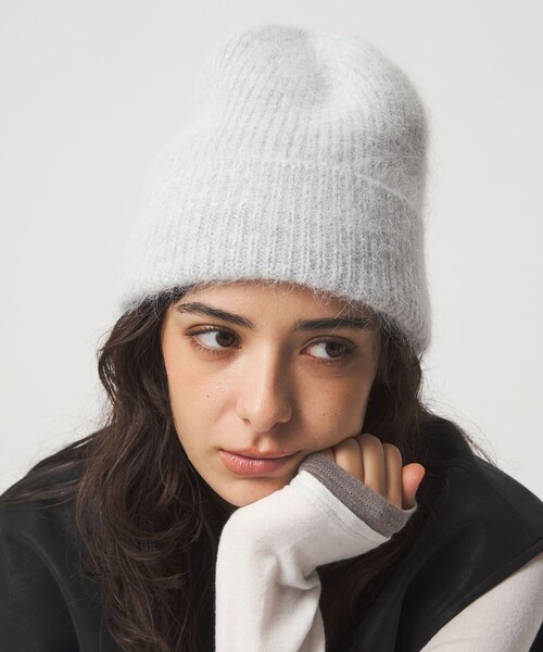 green label relaxing(グリーンレーベルリラクシング)の「リブ ニットキャップ 2 / ニット帽(ニットキャップ/ビーニー・レディース・ライトグレー/オフホワイト/グレー系・FREE)」の6枚目の写真