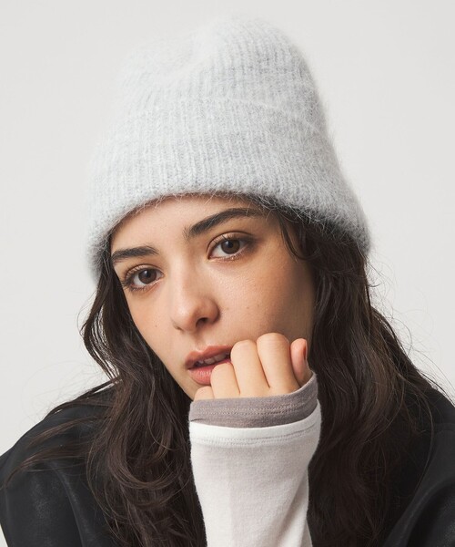 green label relaxing(グリーンレーベルリラクシング)の「リブ ニットキャップ 2 / ニット帽(ニットキャップ/ビーニー・レディース・ライトグレー/オフホワイト/グレー系・FREE)」の7枚目の写真