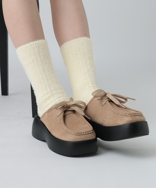 LEPSIM（レプシィム）の「もこもこソックス　591437（ソックス/靴下・レディース・アイボリー/チャコールグレー・ONE SIZE）」の3枚目の写真