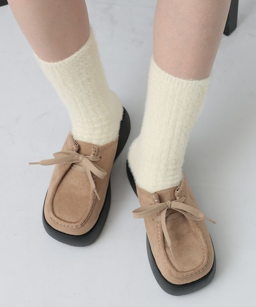 LEPSIM（レプシィム）の「もこもこソックス　591437（ソックス/靴下・レディース・アイボリー/チャコールグレー・ONE SIZE）」の4枚目の写真