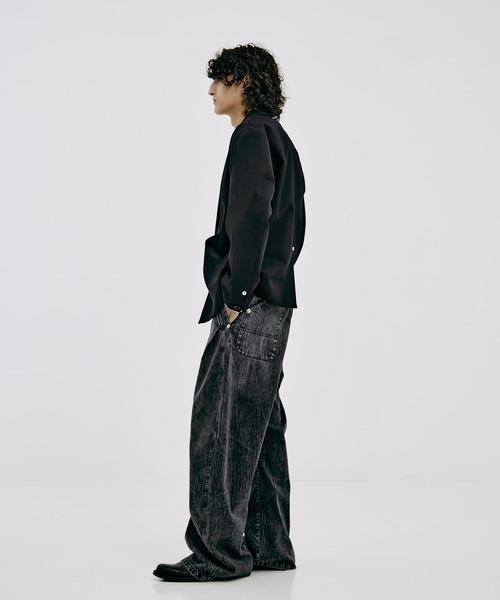 CONZ（コンズ）の「OVER SIZE DOUBLE JKT GABA（テーラードジャケット・メンズ・ダークブラウン/ストライプ/ネイビー/ブラック・1/2/3）」の14枚目の写真