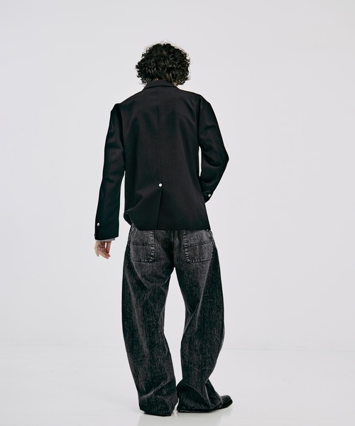 CONZ（コンズ）の「OVER SIZE DOUBLE JKT GABA（テーラードジャケット・メンズ・ダークブラウン/ストライプ/ネイビー/ブラック・1/2/3）」の15枚目の写真