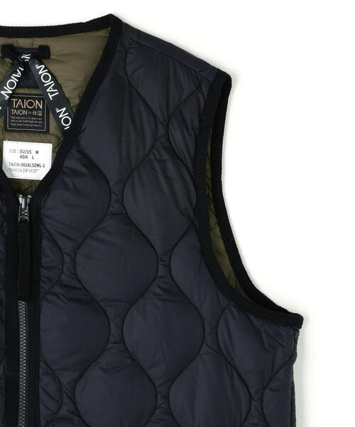 TAION(タイオン)の「TAION/タイオン/MILITARY V NECK W-ZIP DOWN VEST(ダウンベスト・レディース・ブラック・S/M/L)」の10枚目の写真