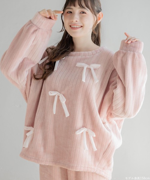 fran de lingerie(フランデランジェリー)の「もこもこ ルームウェア パジャマ 冬 レディース あったか モコモコ 着る毛布「メモリーフリース」(ルームウェア/パジャマ・レディース・ホワイト系その他/ダークグレー/ピンク系その他2・M-L)」の15枚目の写真