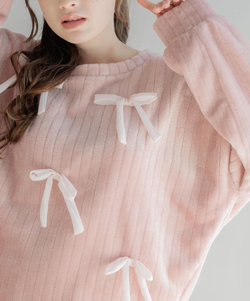 fran de lingerie(フランデランジェリー)の「もこもこ ルームウェア パジャマ 冬 レディース あったか モコモコ 着る毛布「メモリーフリース」(ルームウェア/パジャマ・レディース・ホワイト系その他/ダークグレー/ピンク系その他2・M-L)」の16枚目の写真