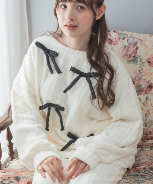 fran de lingerie(フランデランジェリー)の「もこもこ ルームウェア パジャマ 冬 レディース あったか モコモコ 着る毛布「メモリーフリース」(ルームウェア/パジャマ・レディース・ホワイト系その他/ダークグレー/ピンク系その他2・M-L)」の20枚目の写真