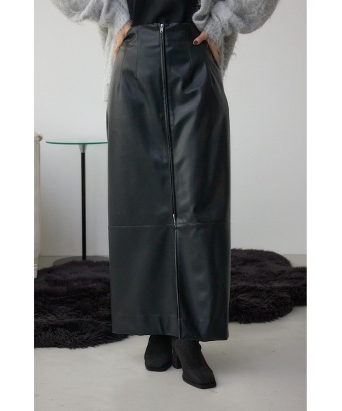 セール】フェイクレザー/スエードジップタイトスカート（スカート