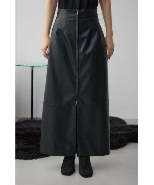 セール】フェイクレザー/スエードジップタイトスカート（スカート