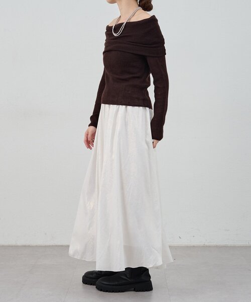 SHENERY（シーナリー）の「シャイニースカート（スカート・レディース・ホワイト/ブラック・38/36）」の4枚目の写真